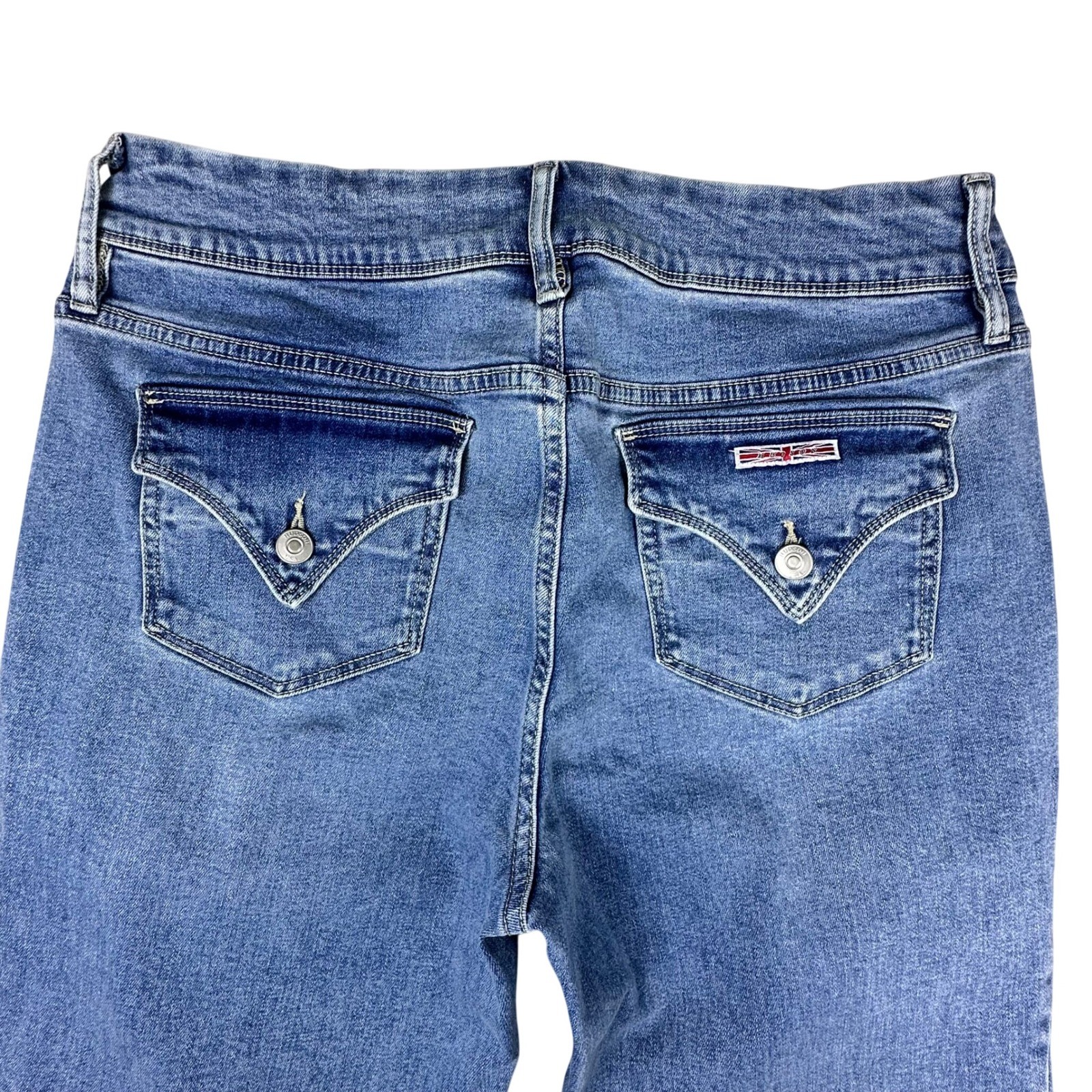 Hudson Los Angeles Beth Baby Bootcut Jeans Medium Wash Flap Pocket Size 12