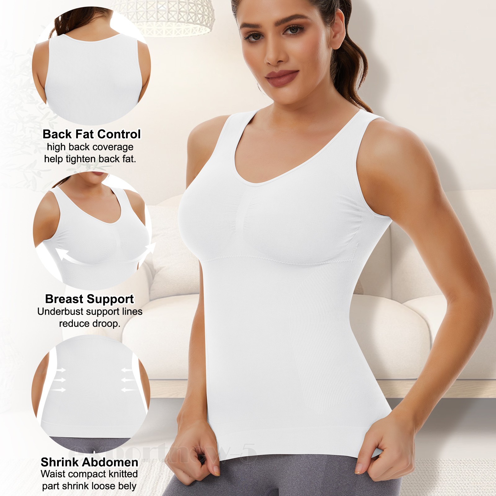 Women’s Cami Shaper Tummy Control Padded Bra Camisole Cami Compression Tank Top