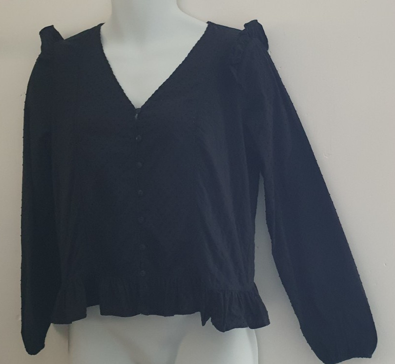 Fatface Whimsigoth Black Blouse Puff Sleeves Witchy, Fairy Goth size 12