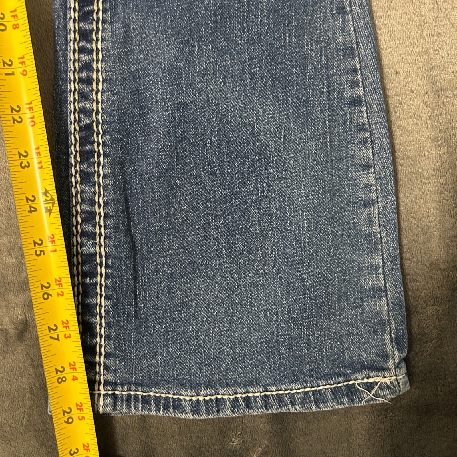 Amethyst Jeans Womens 1 Bootcut Low Rise Flare Distressed Contrast Stitch 28×29