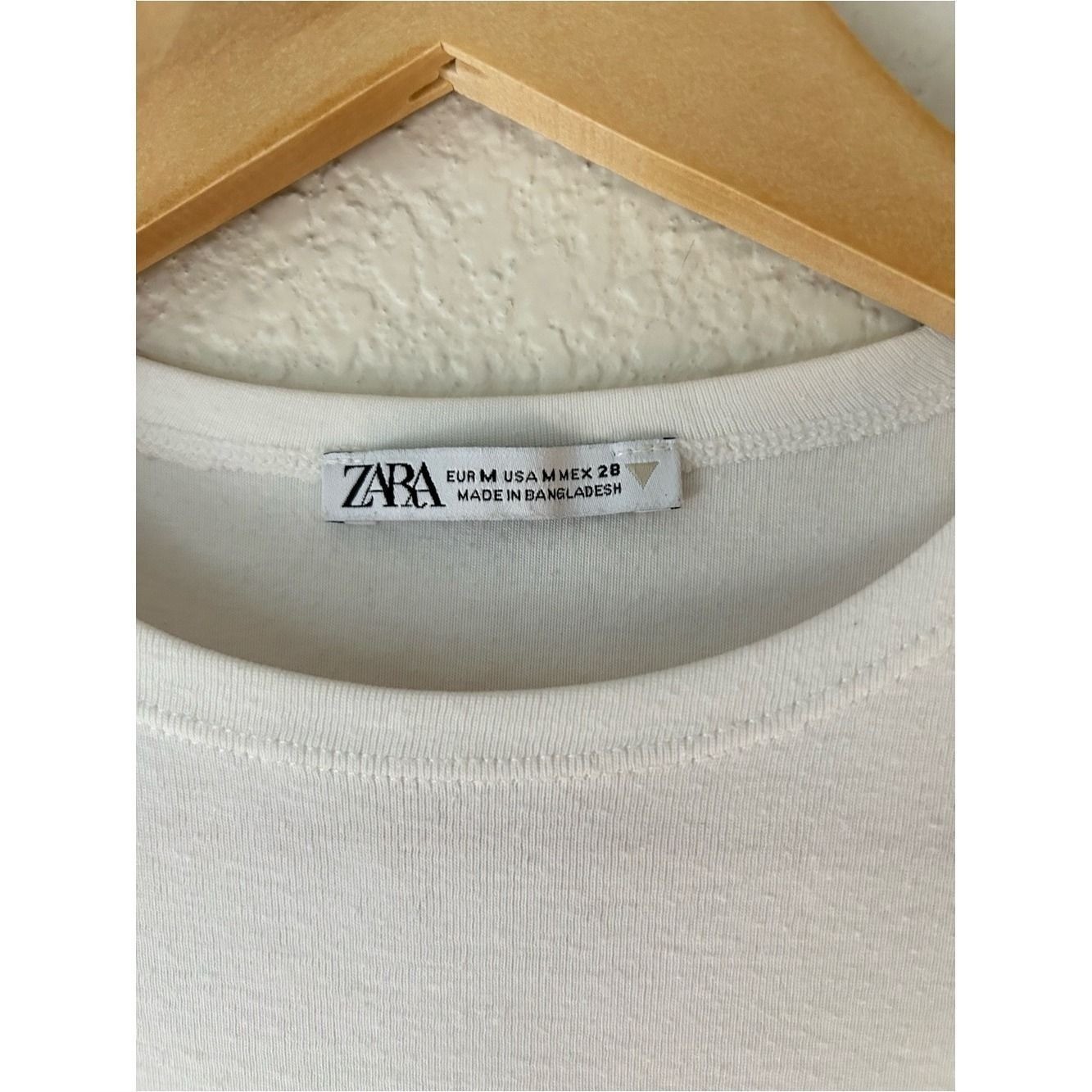 Zara Cream Short Sleeve Boxy Crop Top