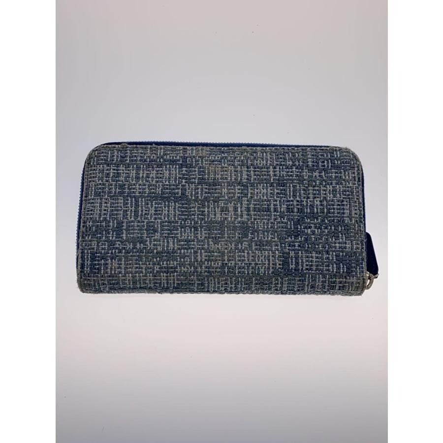 Authentic Chanel Deauville Line CoCo Mark Tweed Long Wallet Round Zipper Indigo