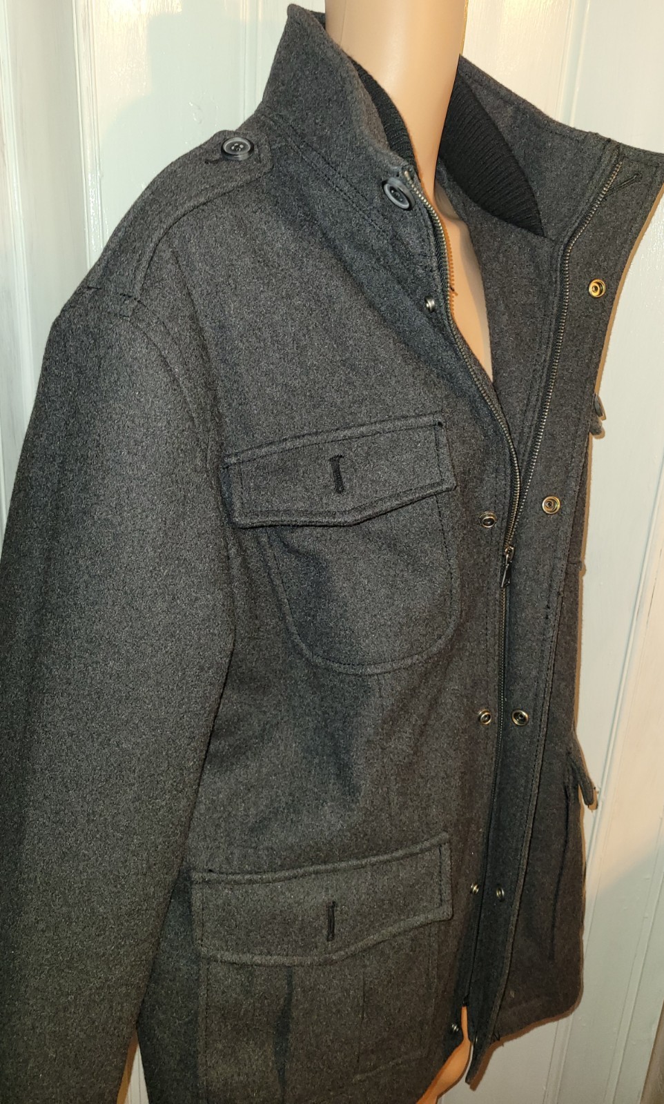 Merona Snap Button/ Zip Up Wool/ Poly Jacket Size Xl