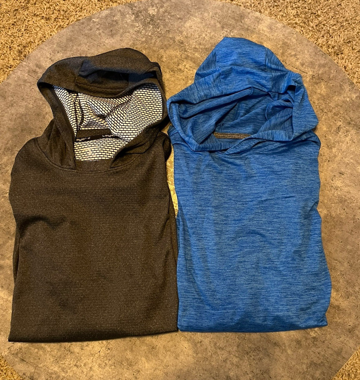 Layer 8 Men’s Quick-Dry Performance Pullover Hoodies Blue Gray Lot 2 Size M