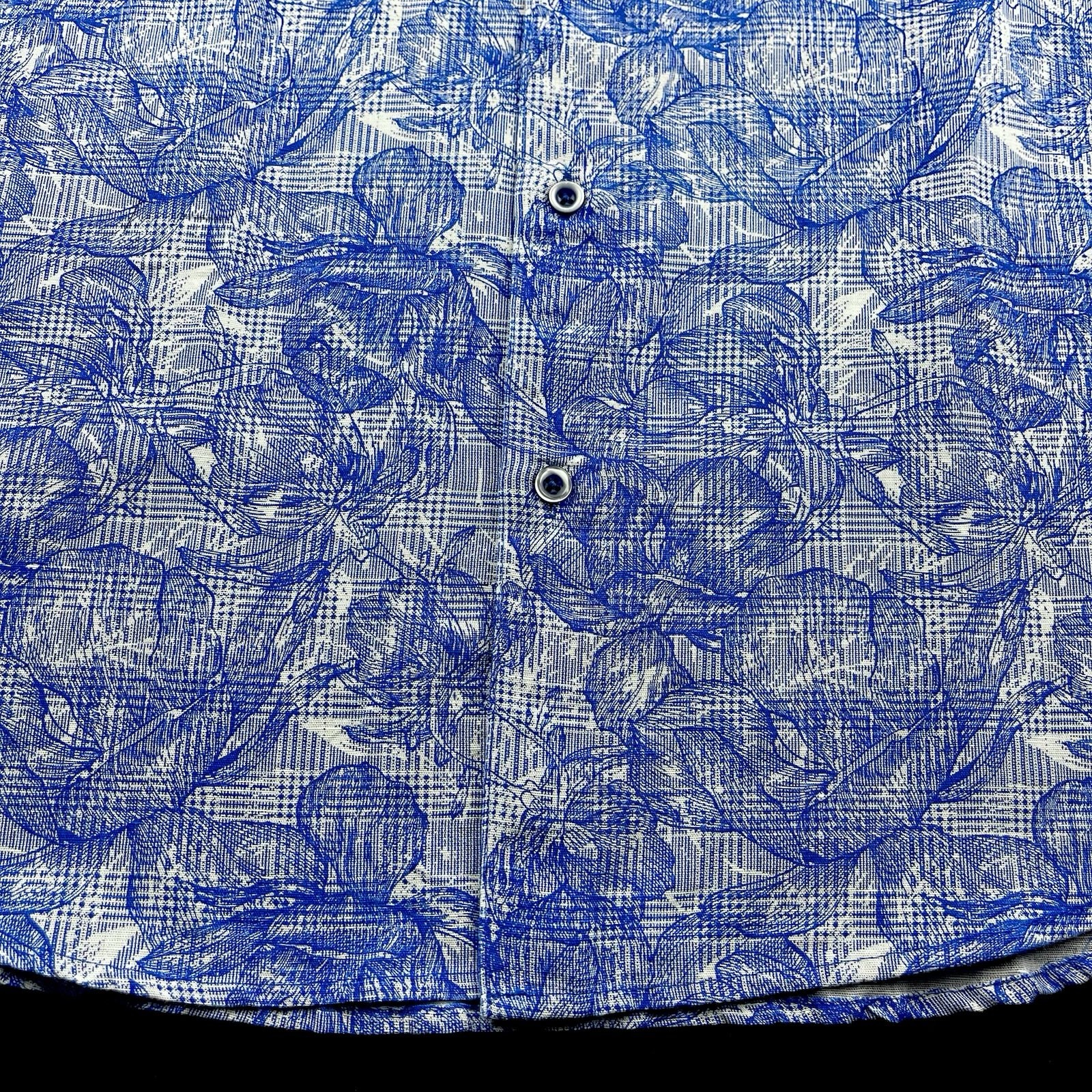Robert Graham Linen Cotton Floral Print Short Sleeve Sport Shirt 2XL Blue $198