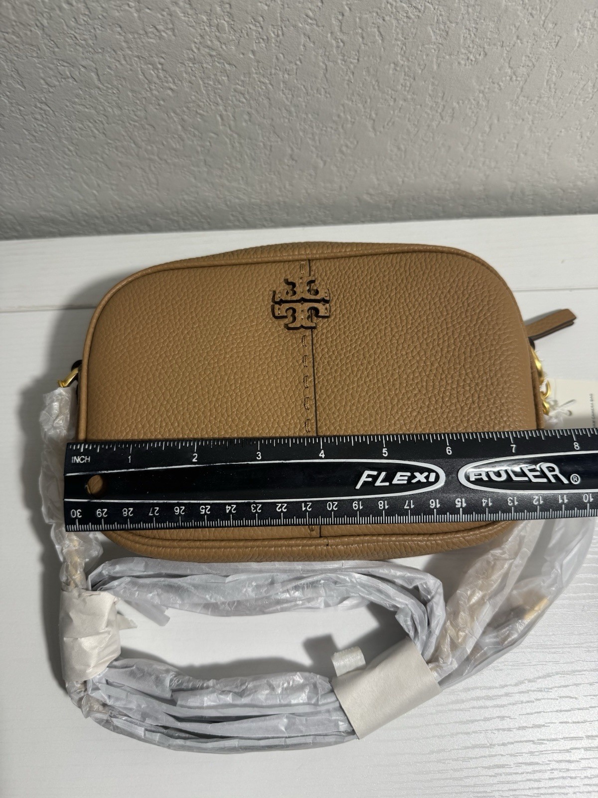 Tory Burch Mcgraw Camera Bag Tiramisu Pebbled Leather