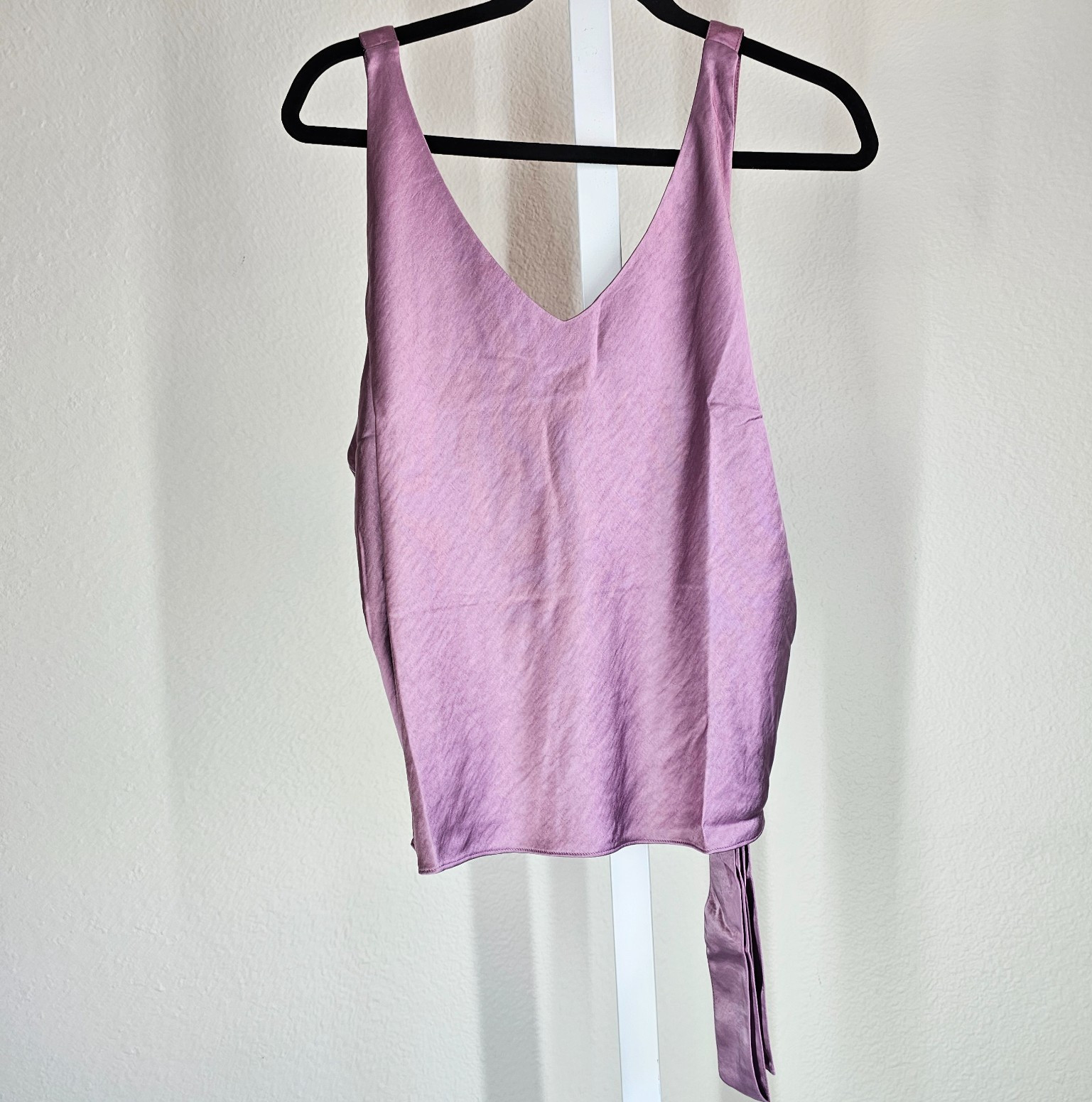 Wildfang The Empower Satin Cami Tank Medium W Tie Mauve Purple NEW