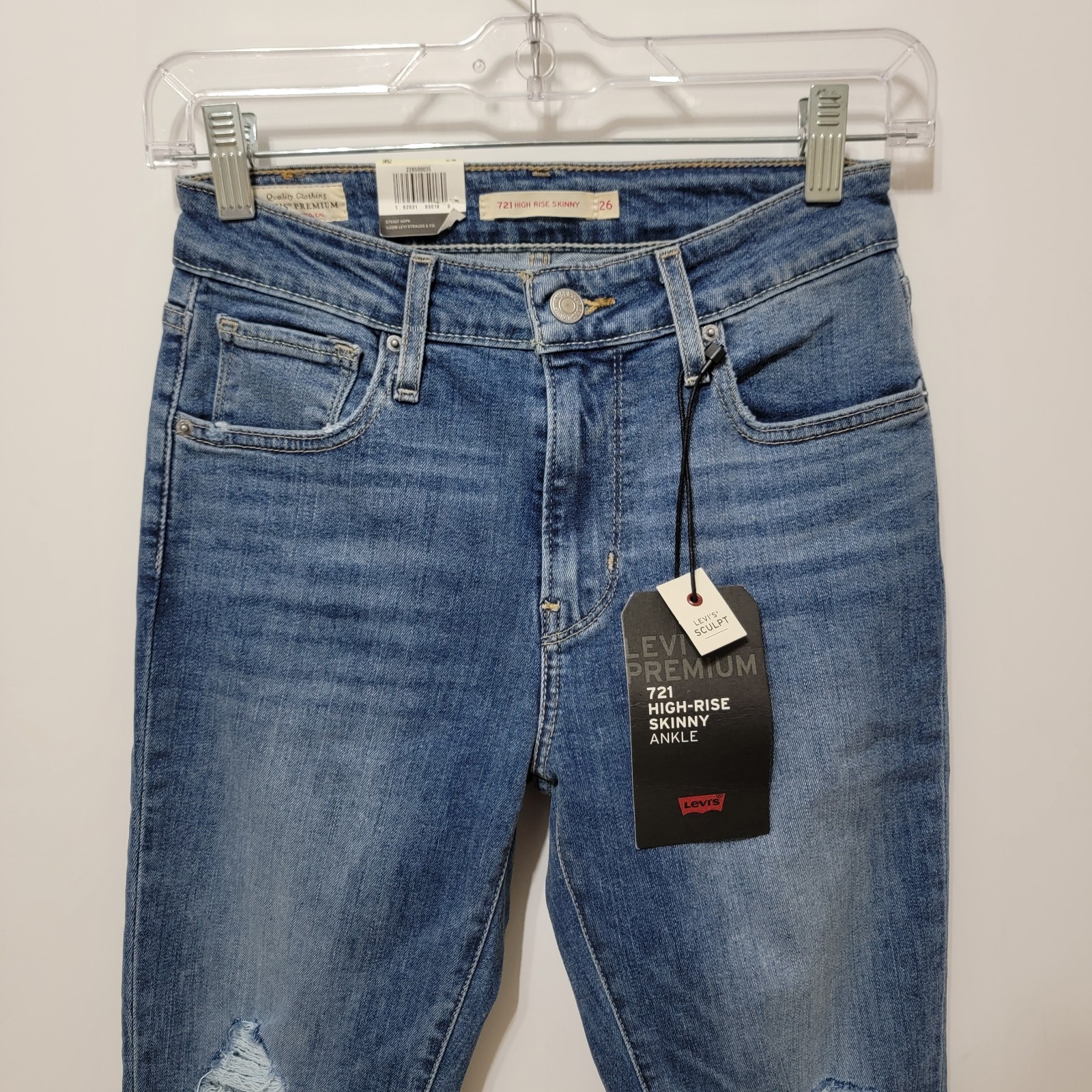 LEVI’S PREMIUM 721 High Rise Skinny Jeans Women’s 26 Off The Hook Distressed NWT