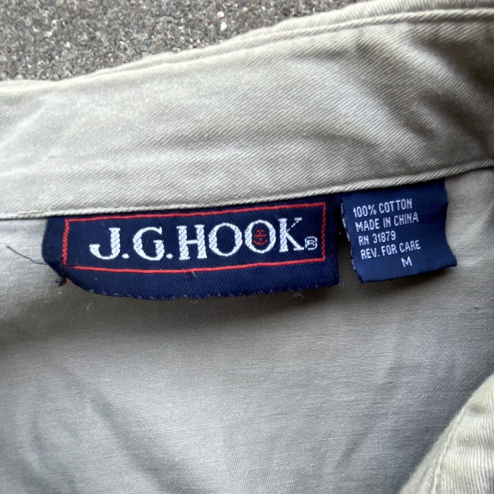 Vintage J.G. Hook Men’s M Beige Full Zip Short Jacket Pockets Embroidered Logo