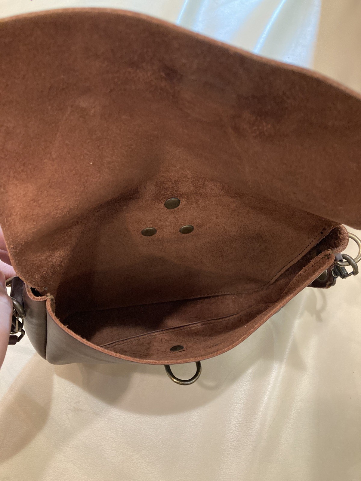 Full Grain SADDLEBACK LEATHER Co. Brown Crossbody Bag Fold Over, Brass Accent
