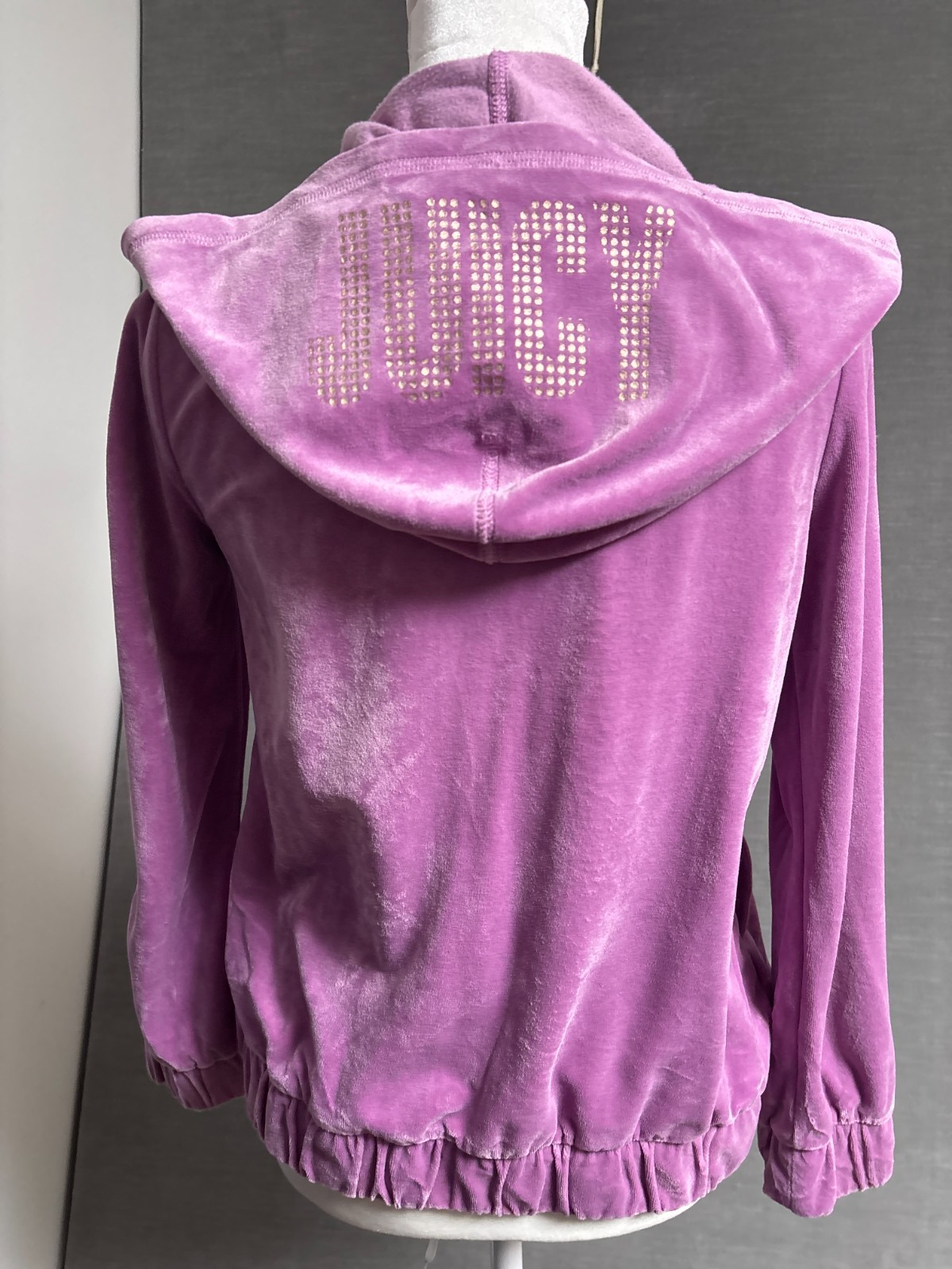 Vintage Juicy Jacket Teen L 14 Purple Velour Track Bling Embellished Hoodie y2k