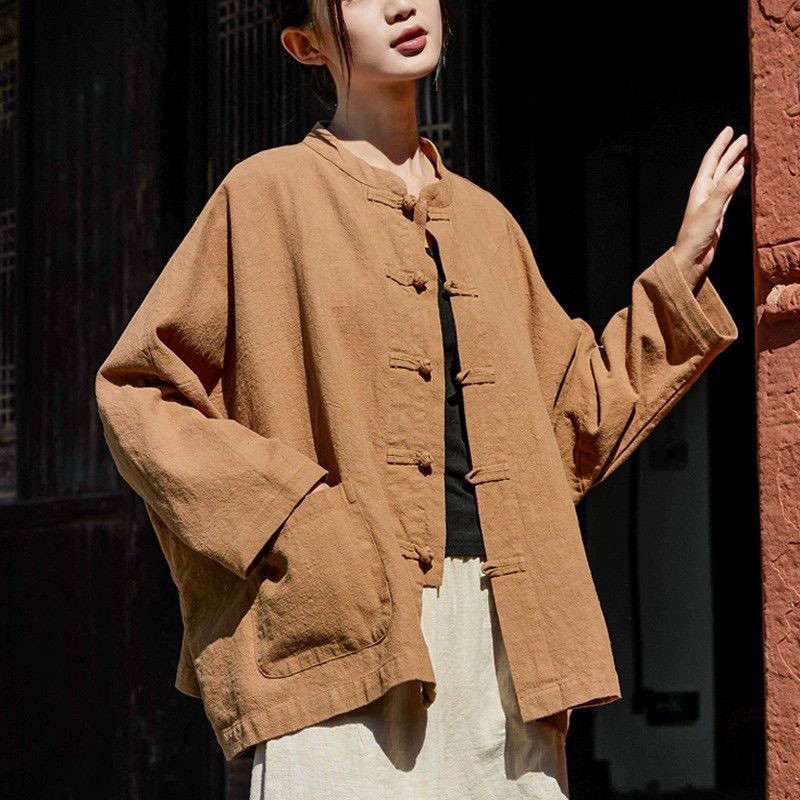 New Womens Cotton Linen Loose Cardigan Long Sleeve Shirts Tops Blouse Coats