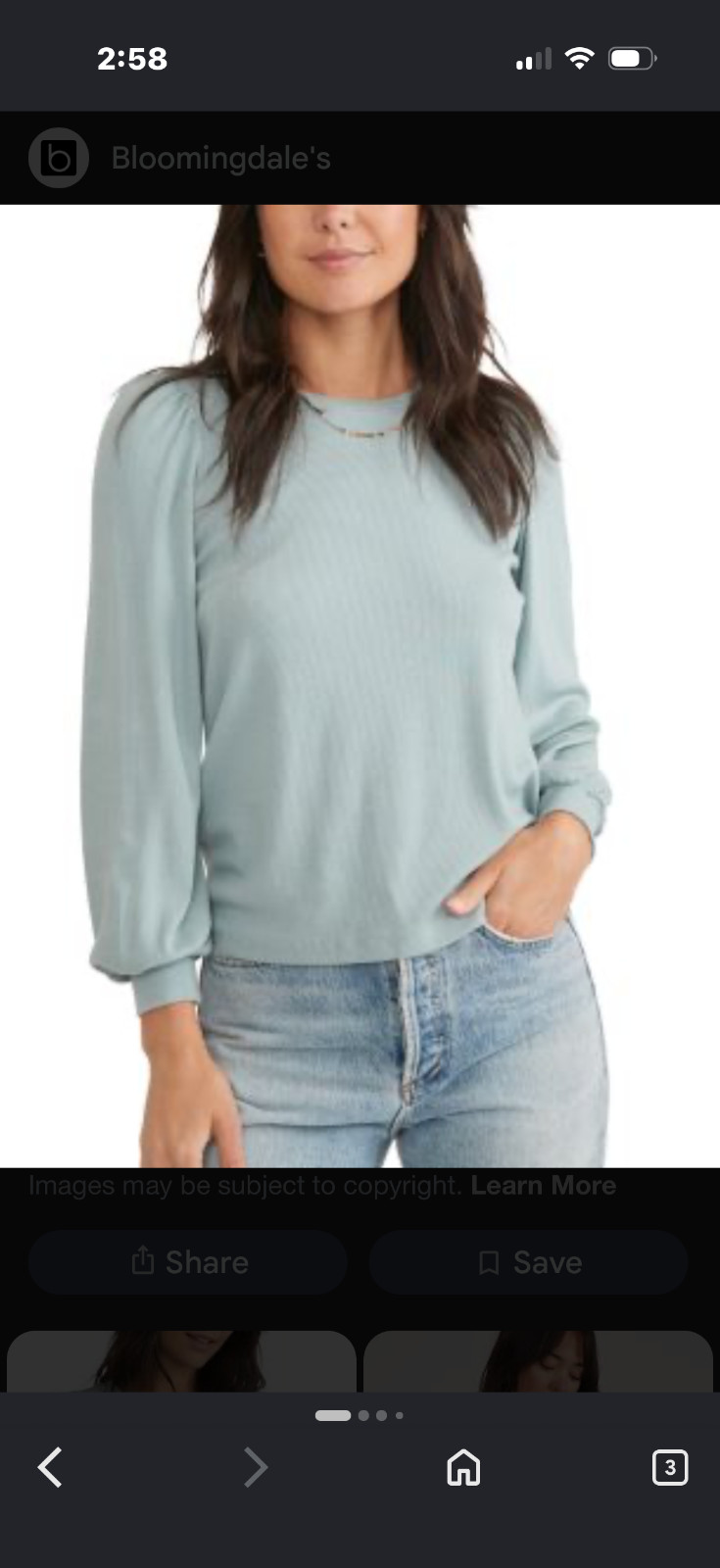 Marine Layer Women’s Lexi Ribbed Puff Sleeve Top Sz S Slate Blue
