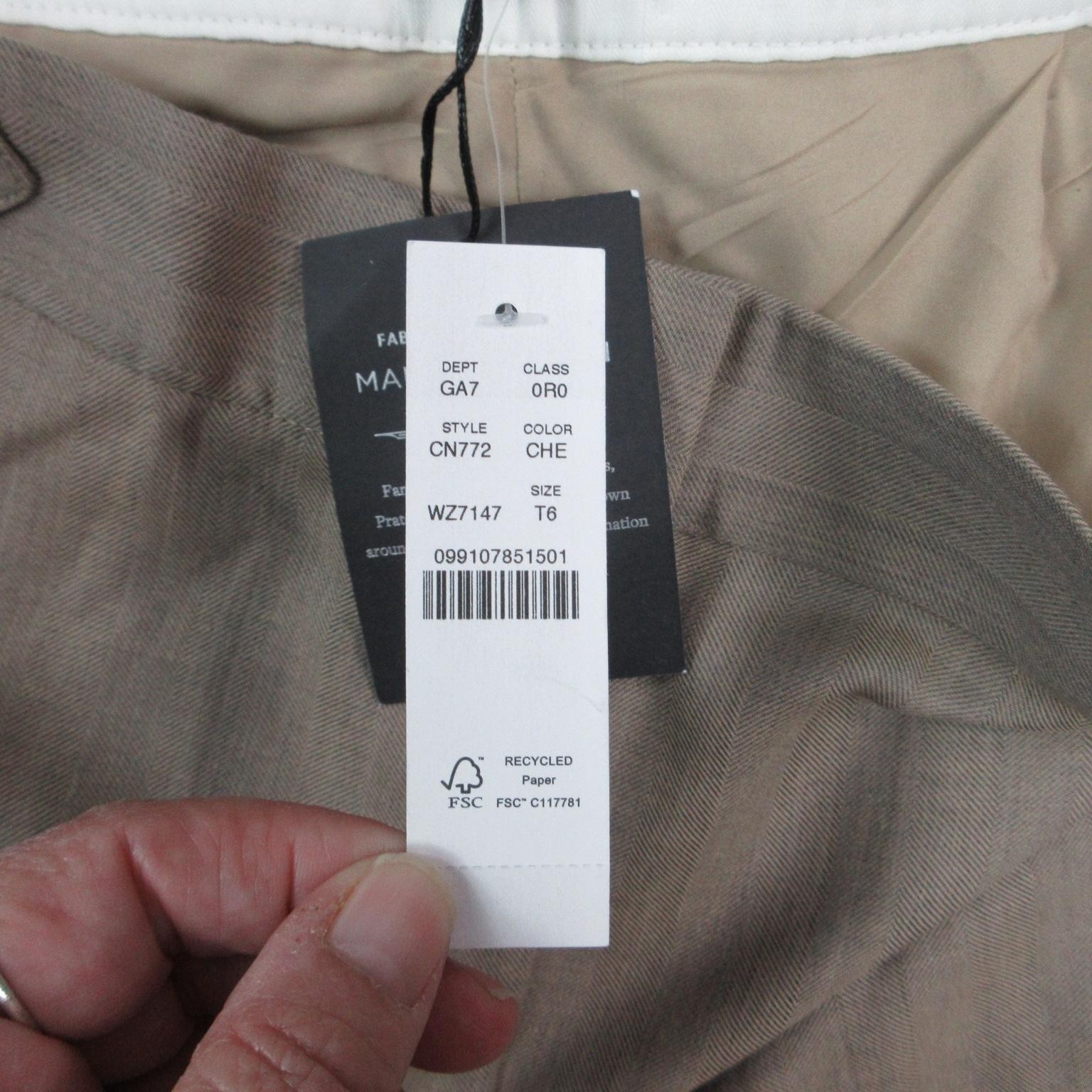 J.CREW Pants Womens 6 Tall Beige Twill Dress Pants Mario Bellucci 32×34.5* NWT