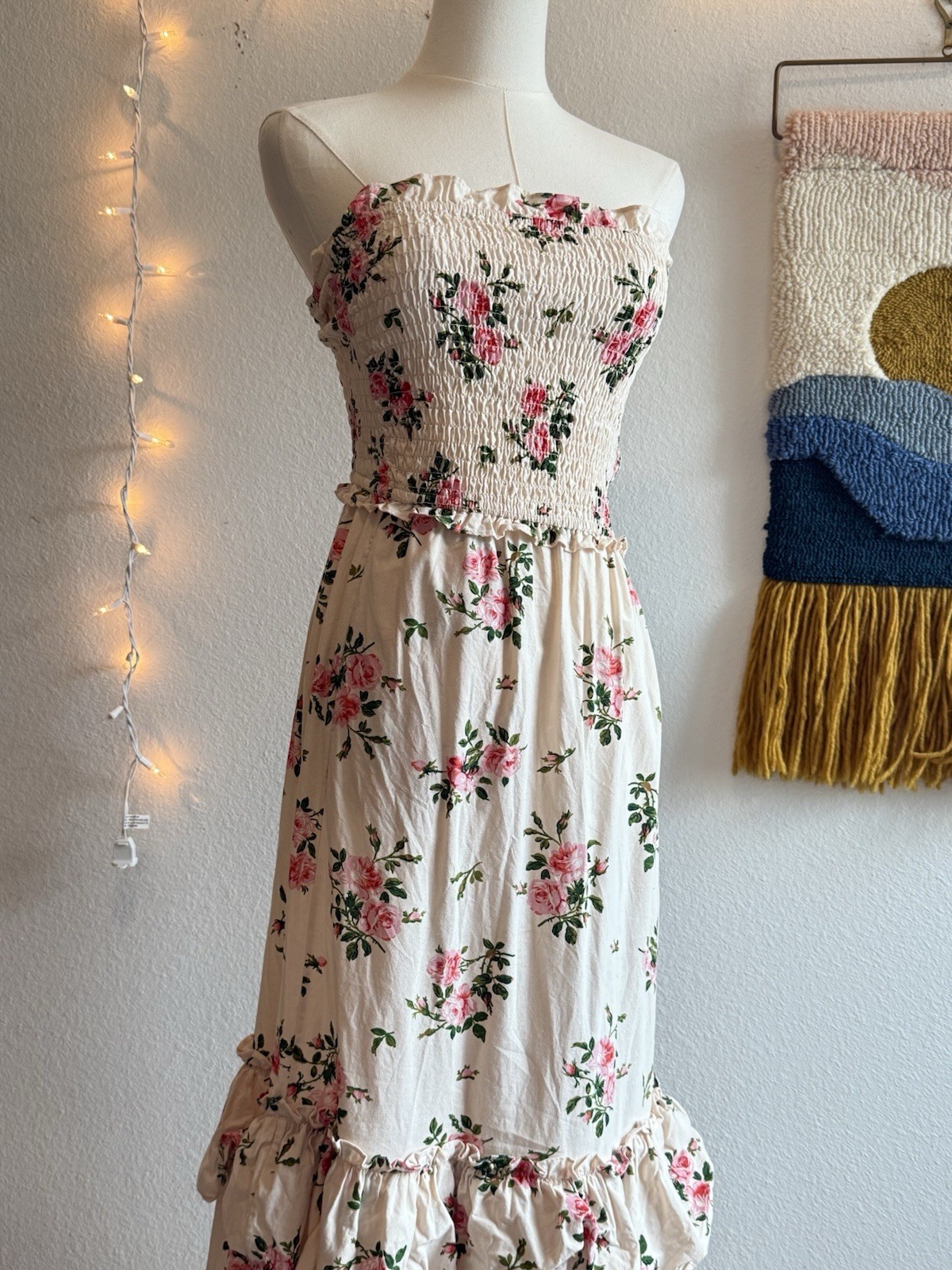 Happy x Nature Women’s XS Dress smocked Floral Boho By Kate Hudson