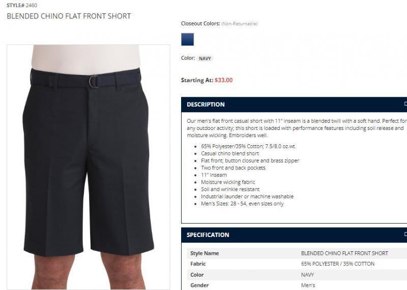 Mens shorts Edwards flat Navy blue Chino 28 30 32 34 36 inseam 11″ style 2460