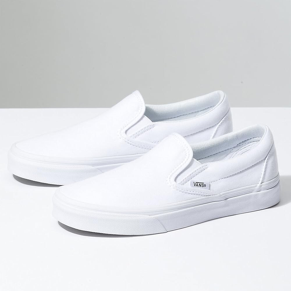 Vans Classic Slip-On Canvas Sneakers True White, Fast Shipping