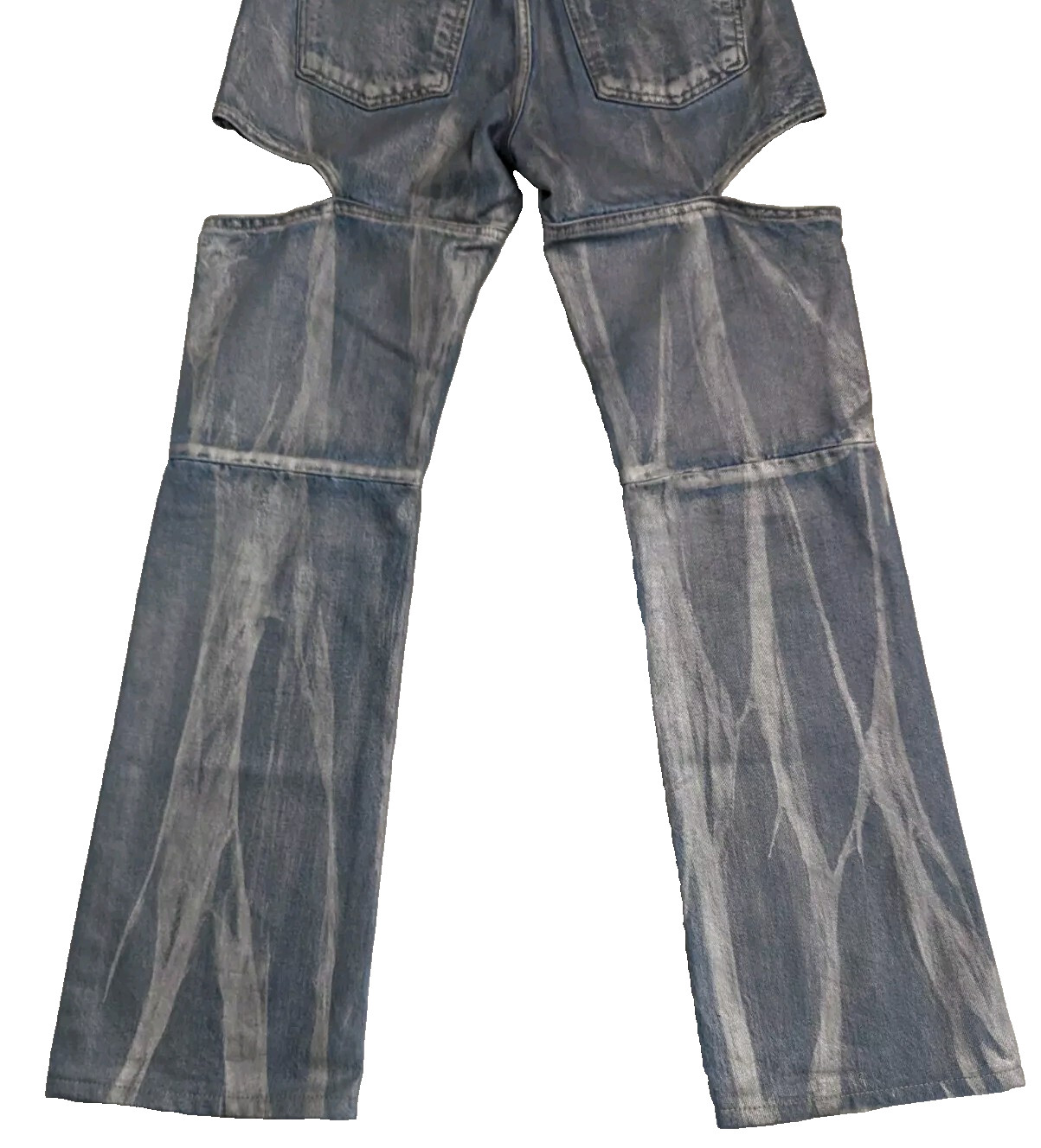 Source Unknown Blue Cut Out Coated Jeans Stone Washed Women’s Sz Medium