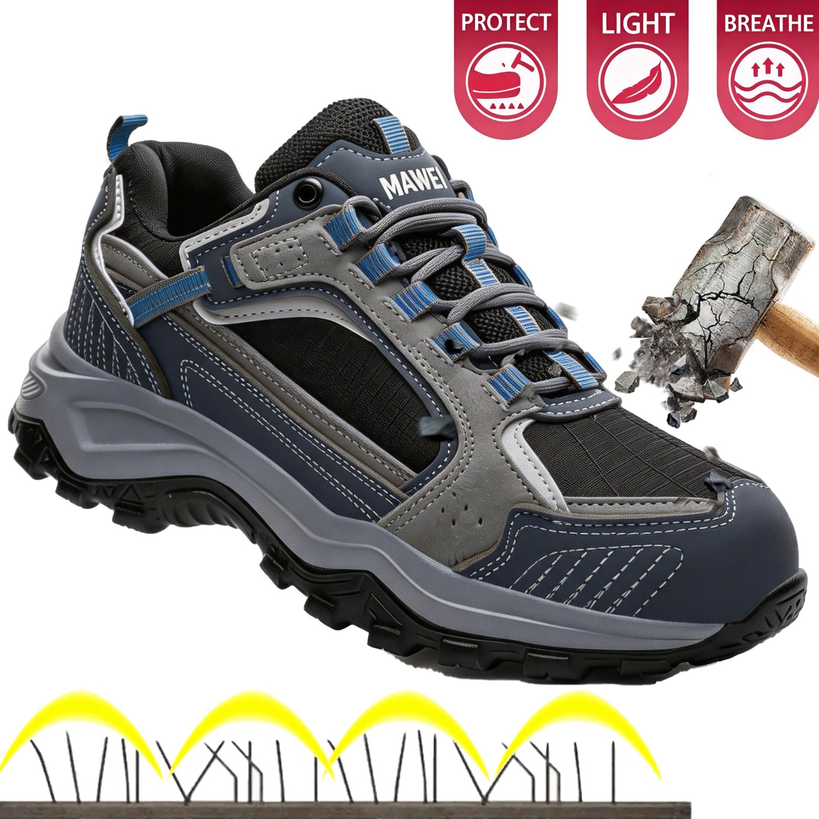 Work Indestructible Safety Shoes Steel Toe Work shoes Breathable Men Sneakers