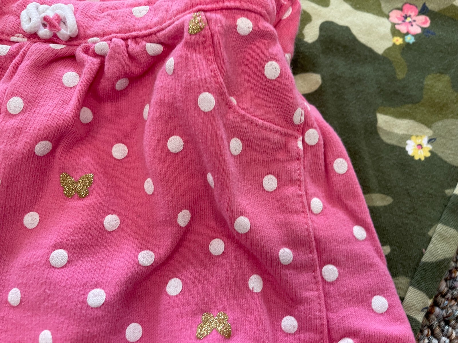 Carter’s Girls Pink Butterfly Camo Overall Dress Outfit 6M