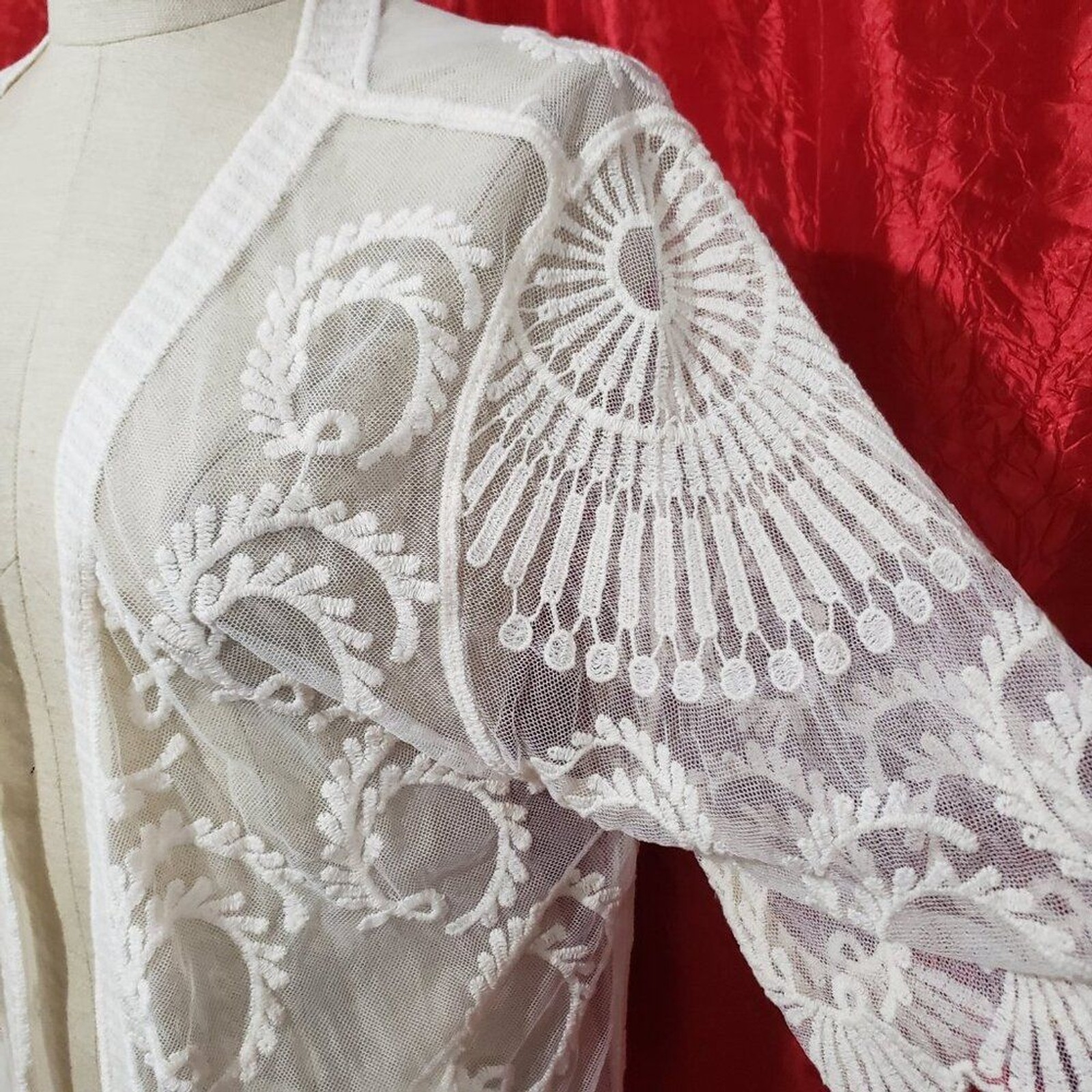 New Anthropologie Do Everything in Love Ivory Long Lace Cardigan Duster Cover Up