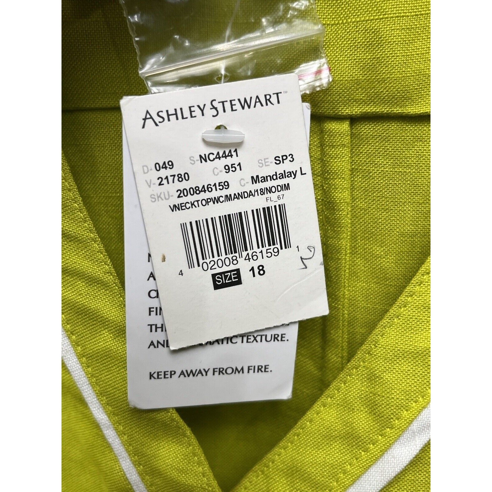 ASHLEY STEWART button front tunic Linen Blend Popover Womens 18W NEW