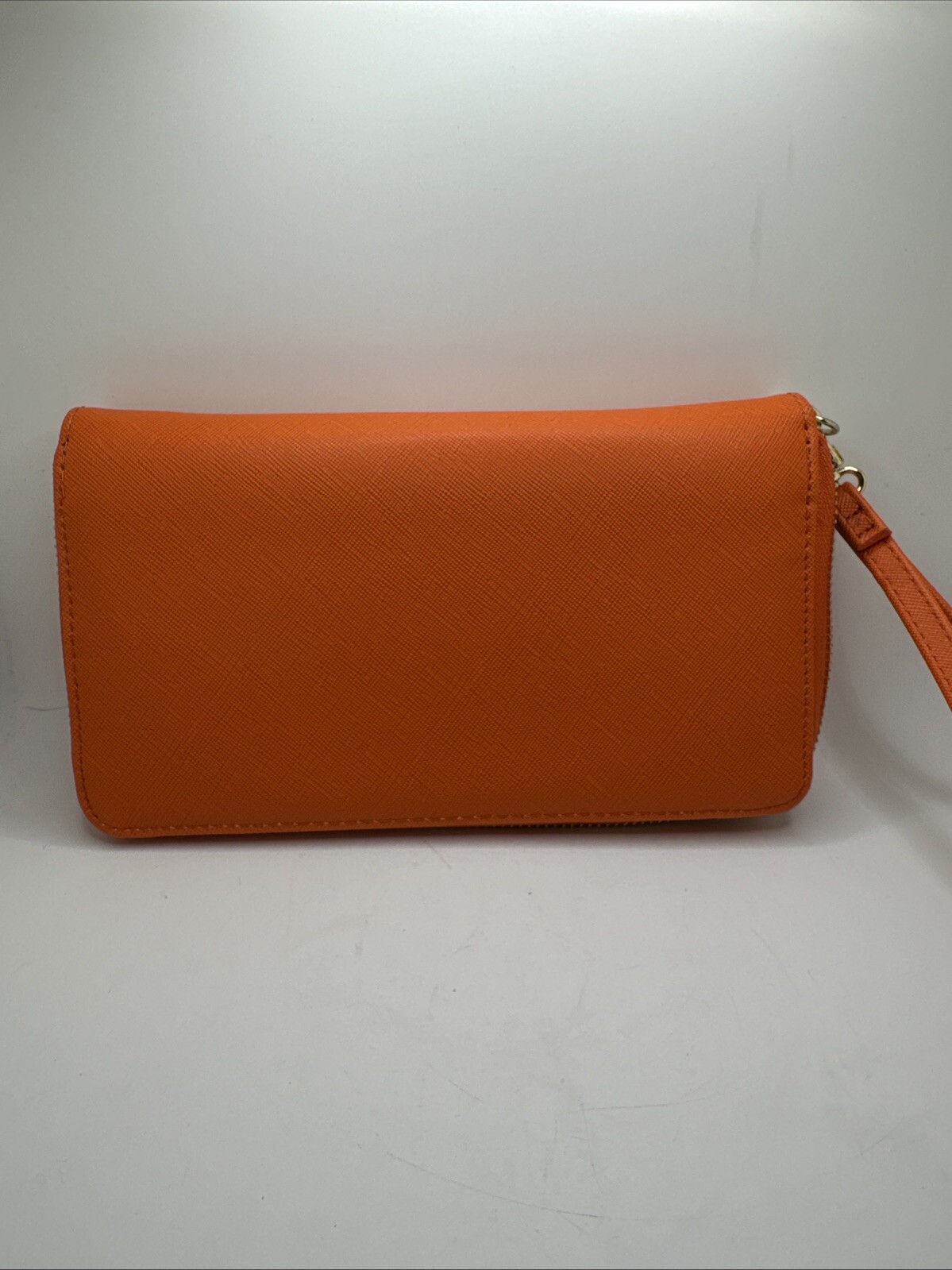 Orange Betsey Johnson Zipper Wallet Wrist Strap Bow Accent