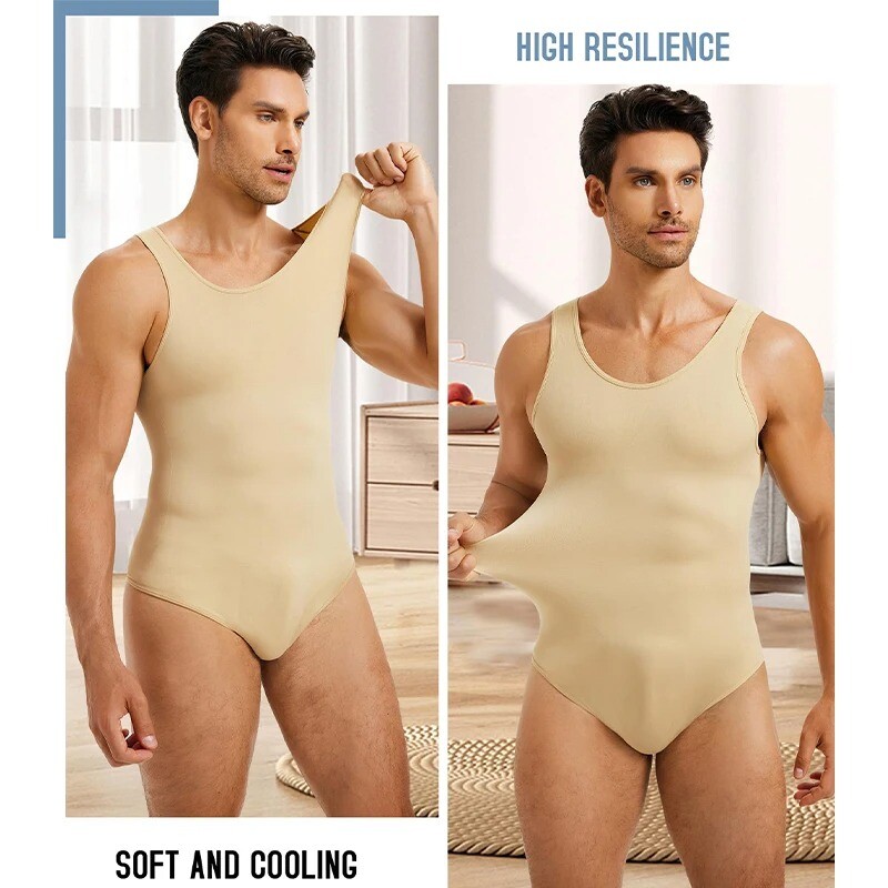 Men Shapewear Tummy Control Full Body Shaper Compression Slimming Bodysuit Shirt