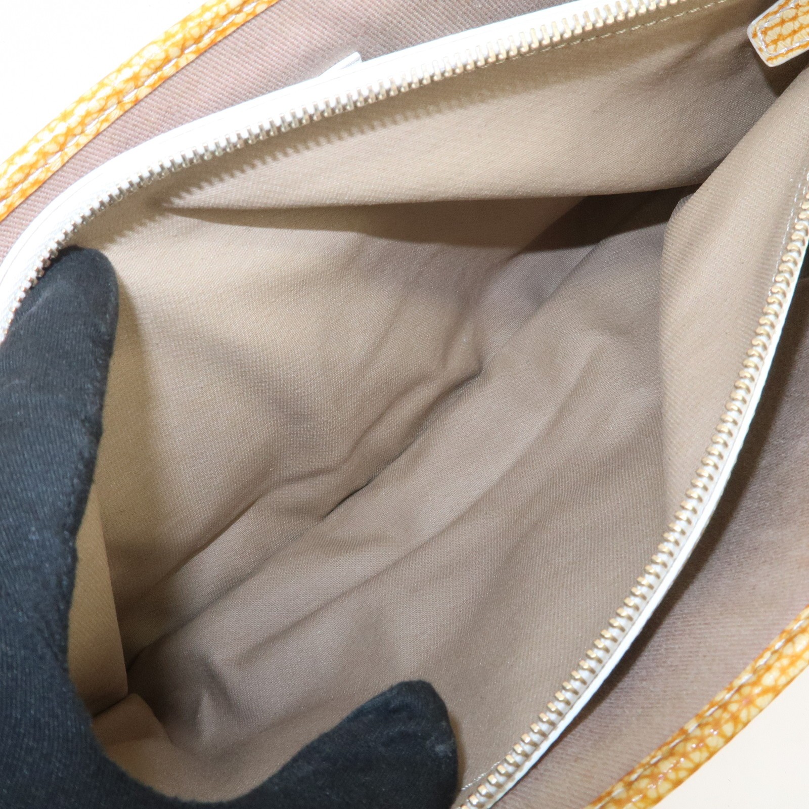 CELINE Macadam Boogie Canvas Leather Hand Bag Red Beige Authentic Used F/S