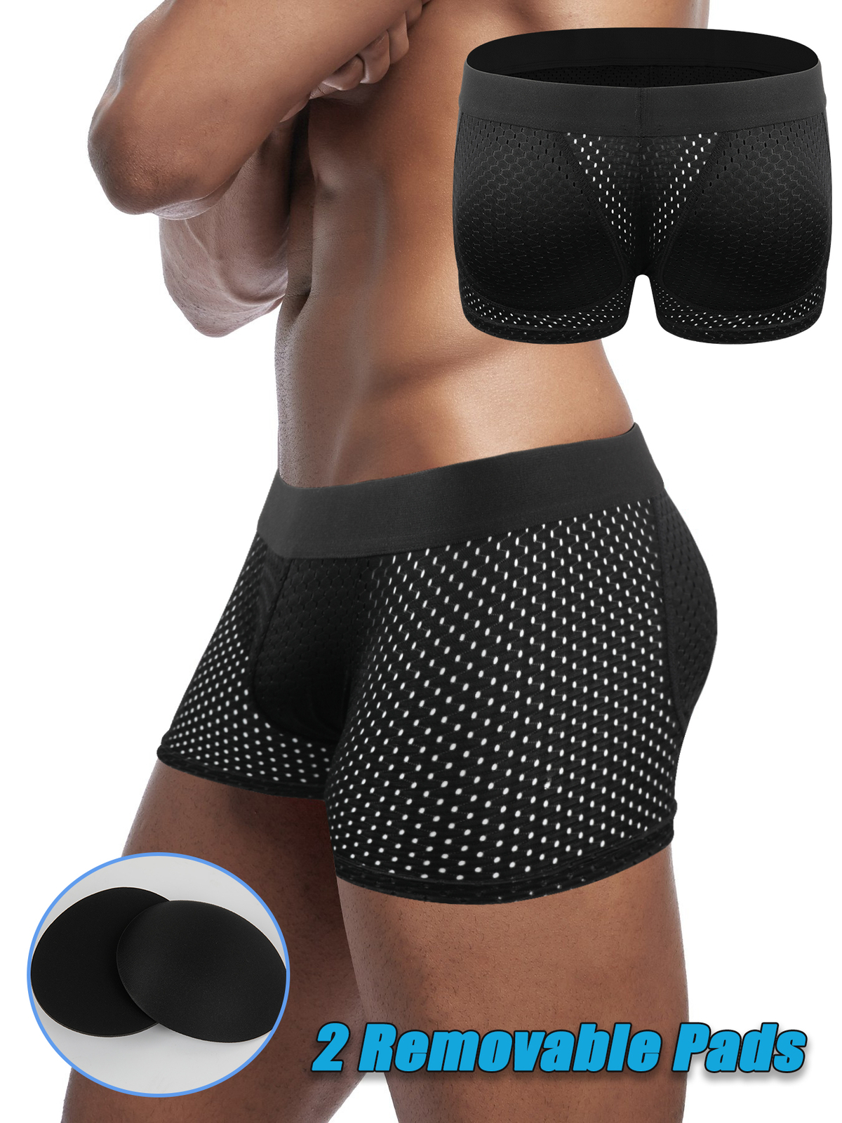 Men Padded Butt Lifter Enhancer Mesh Underwear Booty Boxer Briefs Shaper Panties