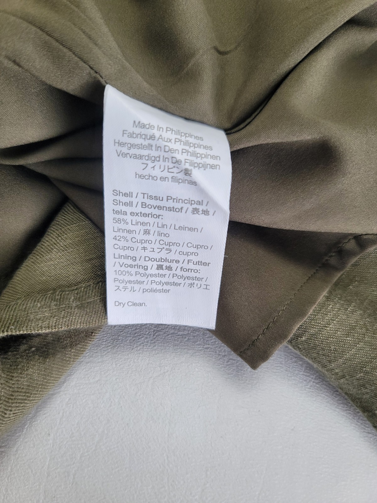 J. Crew Ruffle Sleeve Linen Cupro Blend Dress Olive Button Front Dress Size 6