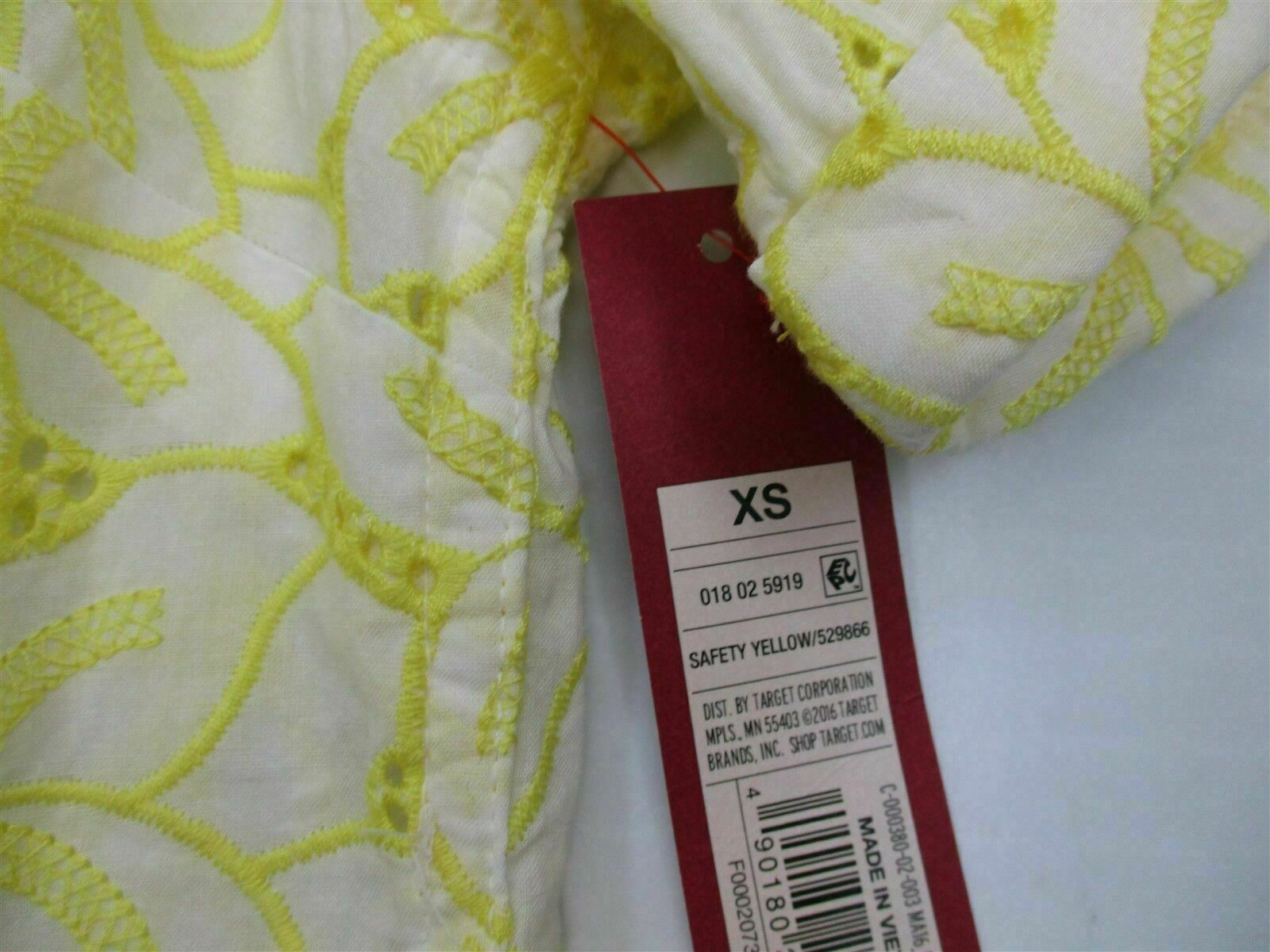 new MERONA #T8223 Women’s Size XS 100% Cotton Floral Tropical Yellow Dress Shirt