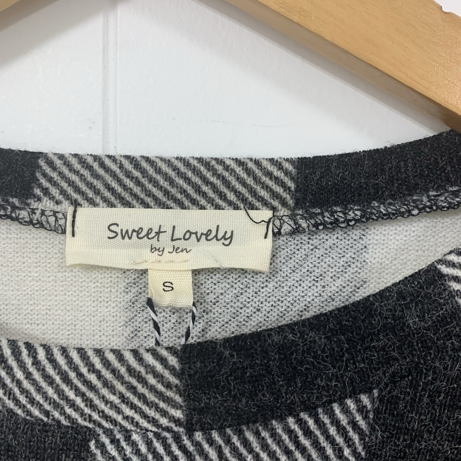 Sweet Lovely by Jen Pretty In Plaid Dress Black & White Size Small Long Sleeve