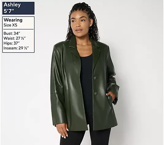Dennis Basso Regular Luxe Faux Leather Jacket NWT A659814
