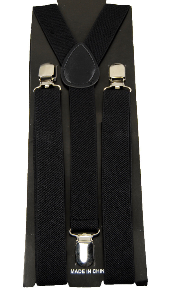 Mens Unisex Clip-on Braces Elastic Y-back Suspender “Black”
