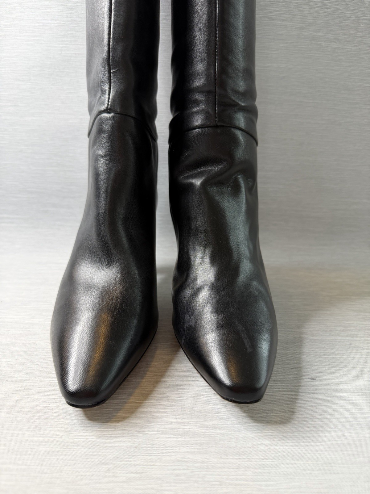 Everlane The Banana Boot Black Napa Leather Knee High Heeled Pointed Toe 7 NWB