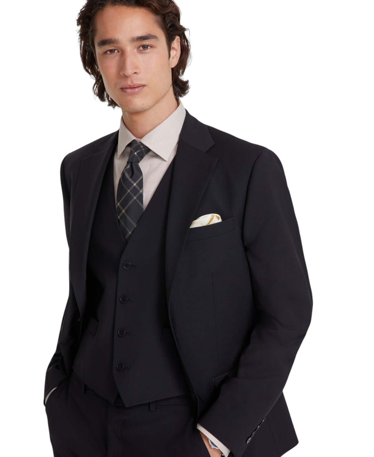 Calvin Klein Mens Slim fit Wool Suit Jacket Blazer 40 S Black Solid