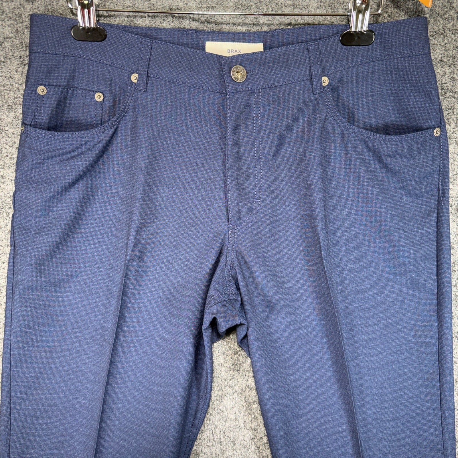 Brax Cooper Fancy Trousers Mens 35×30 Blue Virgin Wool Regular Fit Five Pocket