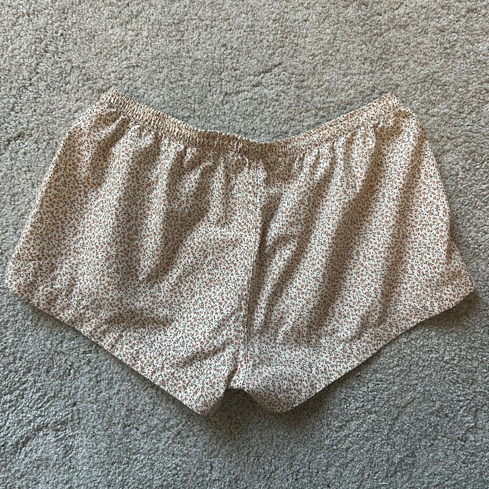 Brandy Melville Cream Floral Button-Front Lounge Shorts One Size