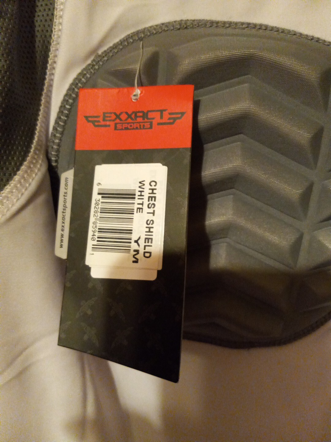 Mens Exxact Sports Chest Shield Padded Compression Shirt White Size YM Polyester