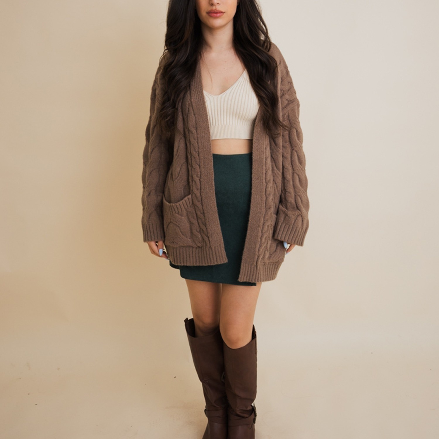 Dreamy Days Cable Knit Open-Front Cardigan – Cozy & Stylish for All Seasons