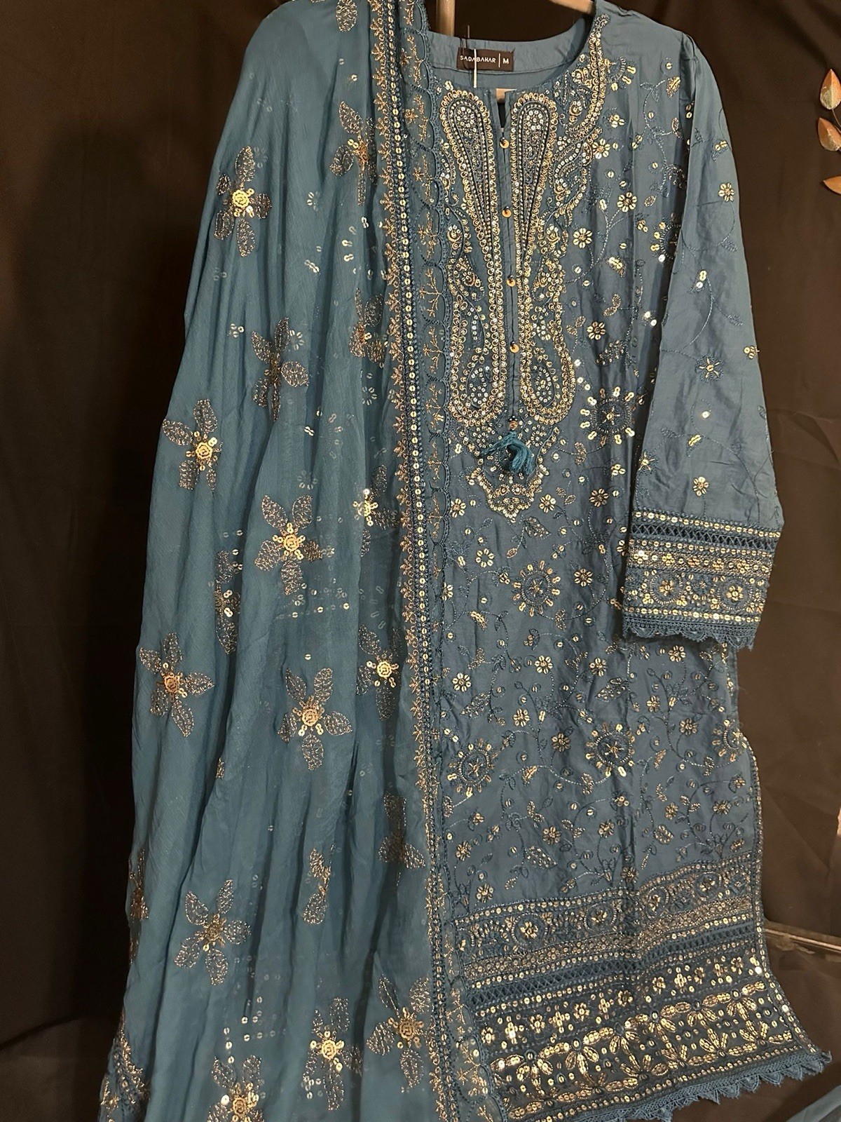PREMIUM⭐️SADABAHAR BRAND – Lawn/Cotton . Emb 3 PC-Teal/ Blue Color-Medium – $50