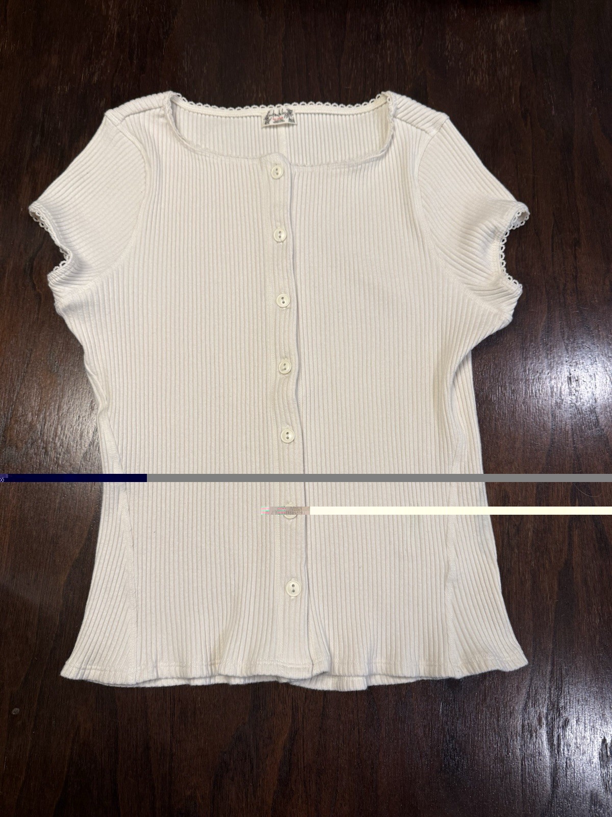 Intimately Free People Most Wanted Cardi Top Sz L Ribbed Button-Front in Ivory
