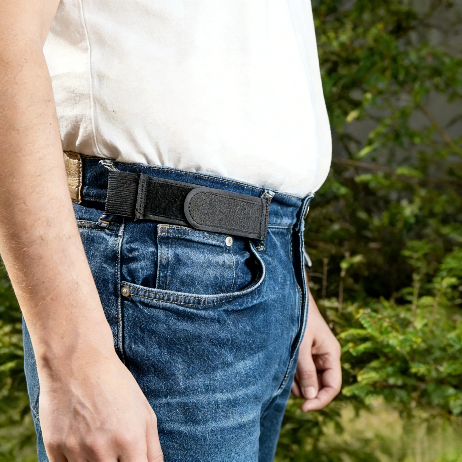 2PCS Buckle Free Elastic Waist Belt for Men Stretch Adjustable Comfort Fit
