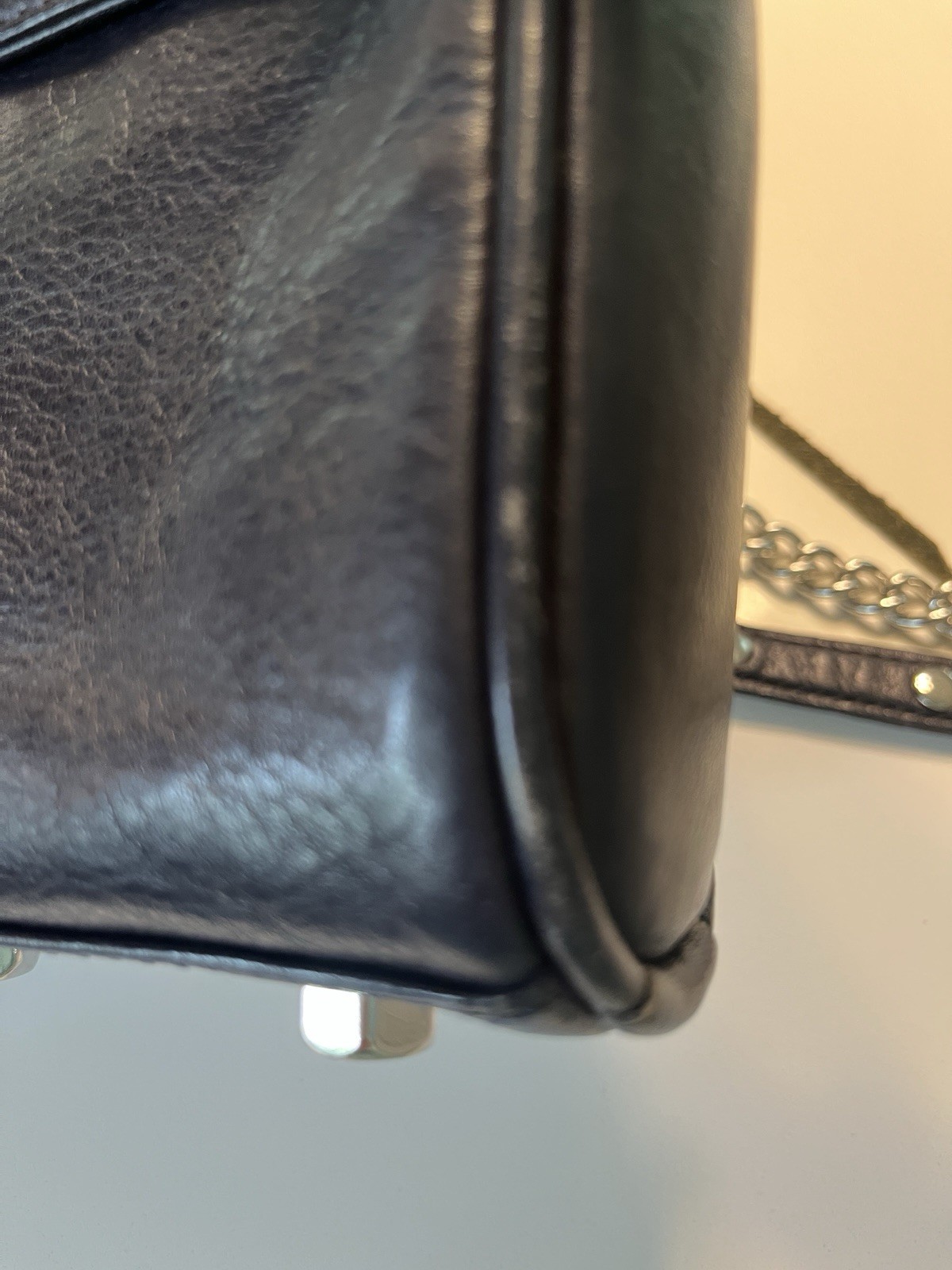 Rebecca Minkoff… Mini Mac Navy Blue Leather Crossbody Handbag… Silver Hardware