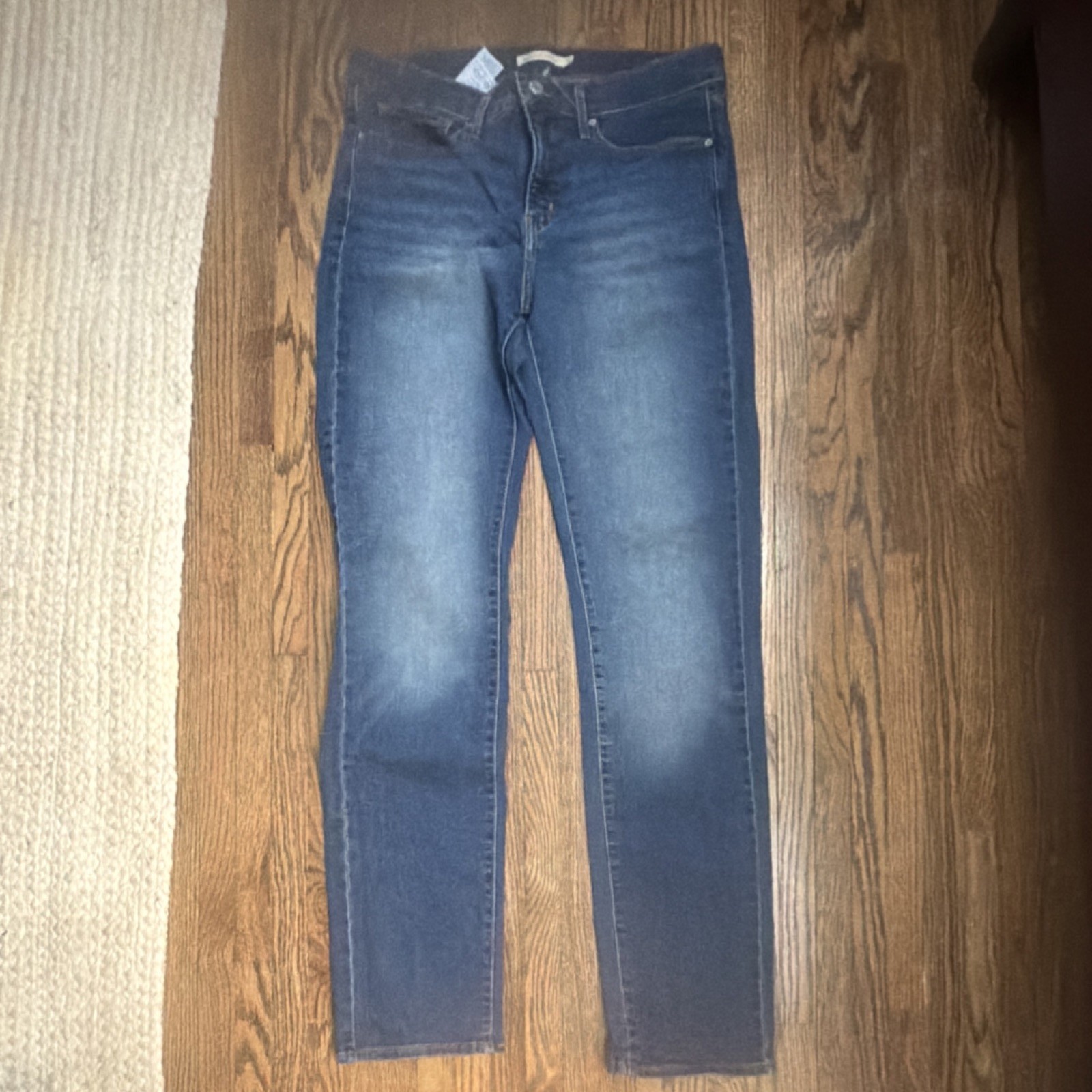 Levi’s Straight Jeans 300 Series Blue Denim Stretch Pockets Button Zip Women