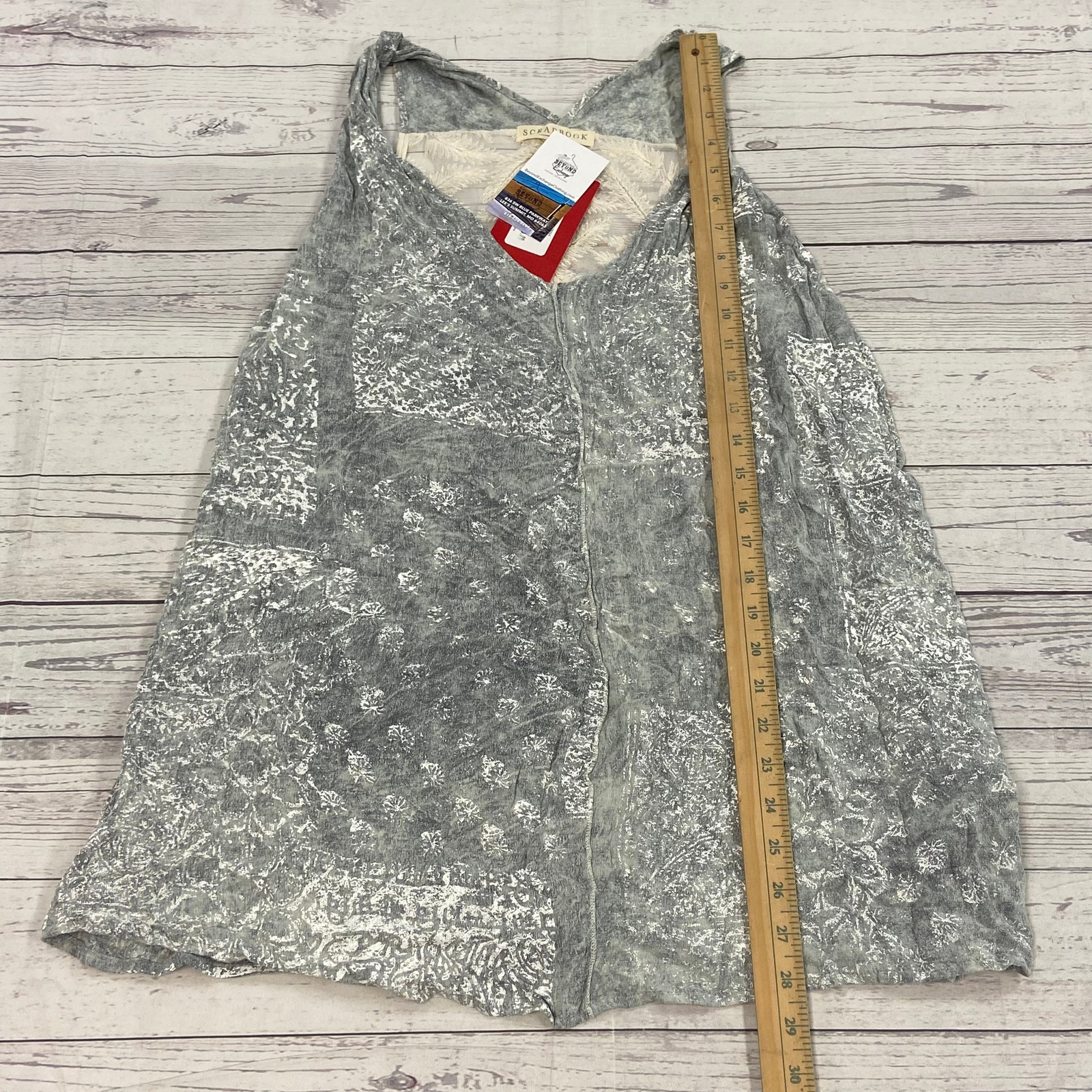 Scrapbook Boutique Stone Gray Twisted Tank Top Tunic Women Size L NEW Made In US
