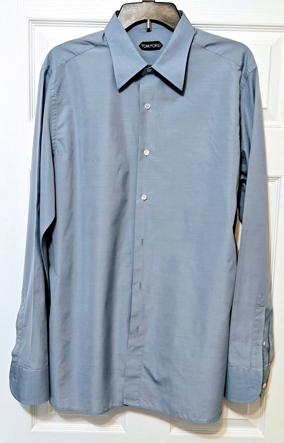TOM FORD Men’s Dress Shirt Classic Blue 17/43 Cotton Made in Switzerland