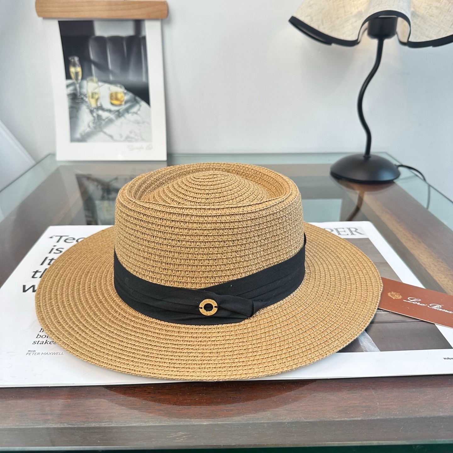 Loro Piana Summer Resort Flat-Top Woven Straw Hat
