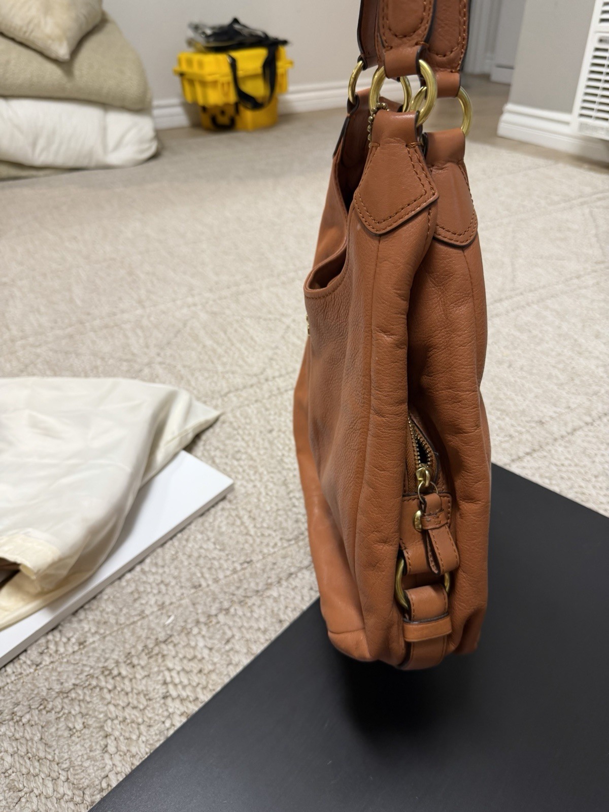 🔥 Authentic COACH Madison Phoebe Leather Hobo – Saddle/Tan 🔥